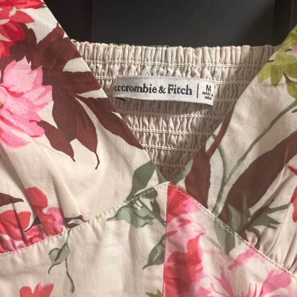 Abercrombie & Fitch Floral Midi Dress - Pink and Cream - Picture 2 of 3